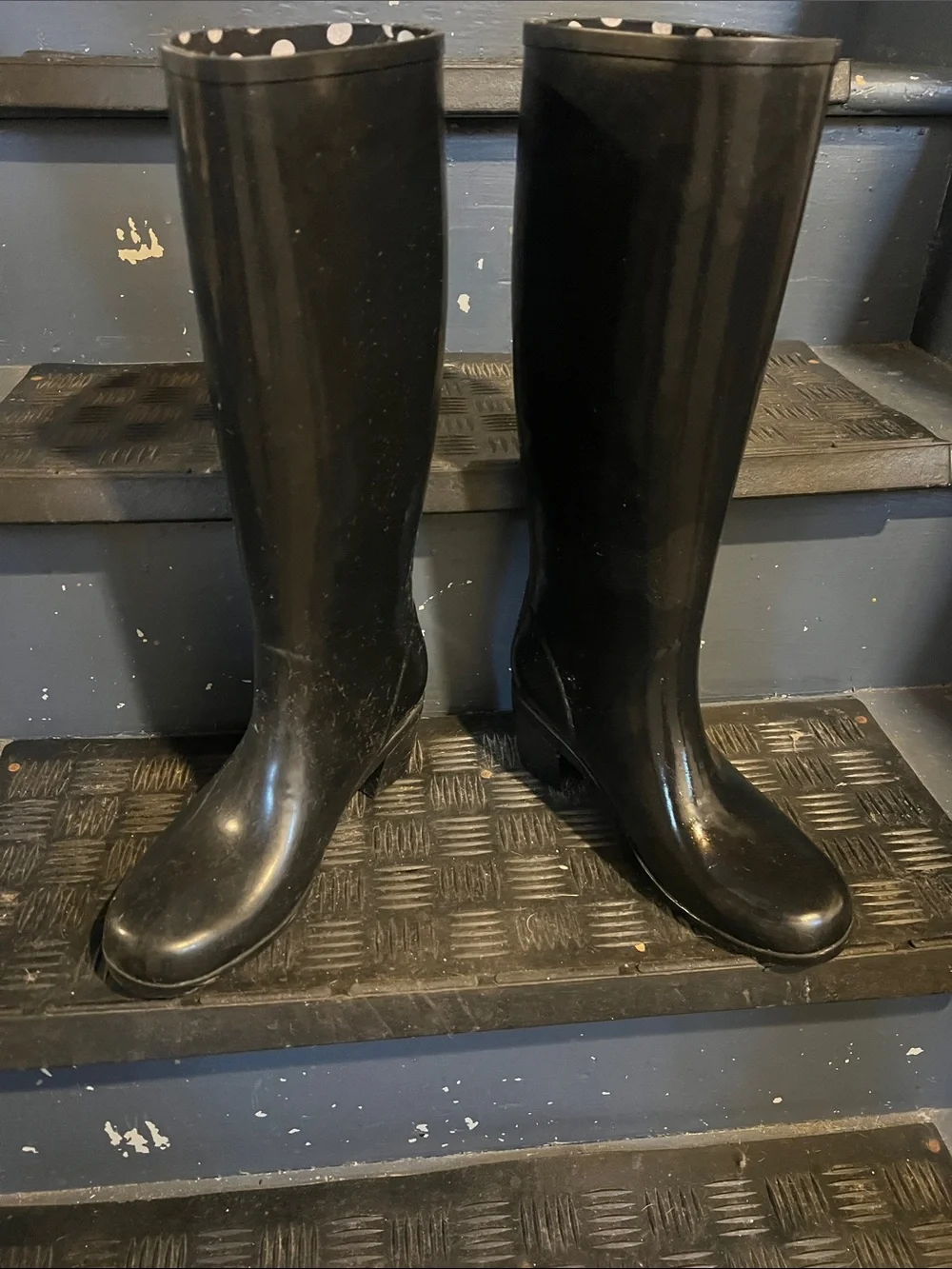 kate spade Black Tall Women's Rain Boots with Polka Dot Lining